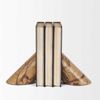 Rahima Brown Forest Marble Angled Bookends