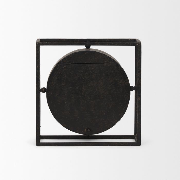 Raisa Black w/ Gold Antiquing Metal Table Clock