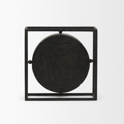 Raisa Black w/ Gold Antiquing Metal Table Clock