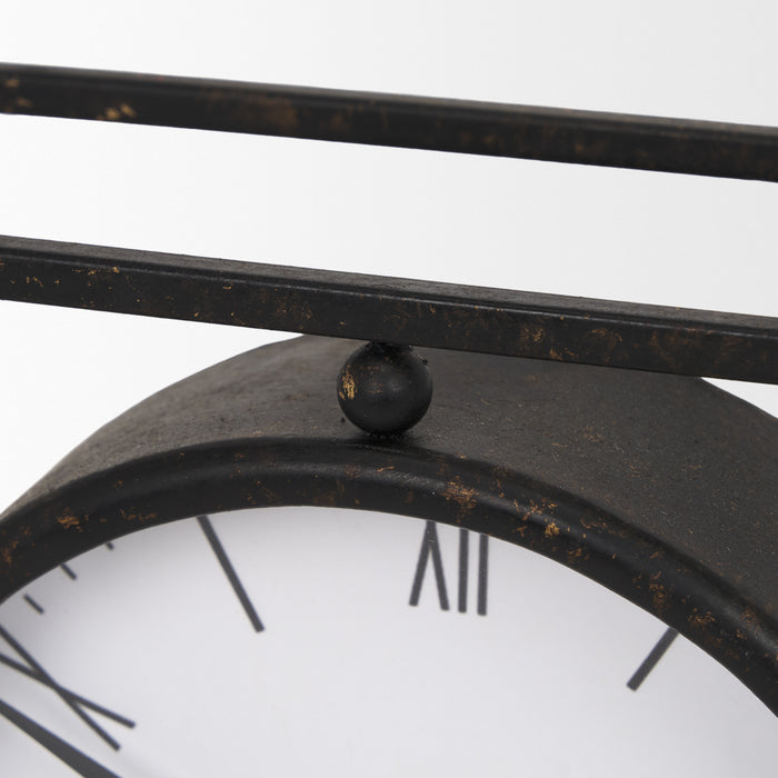 Raisa Black w/ Gold Antiquing Metal Table Clock