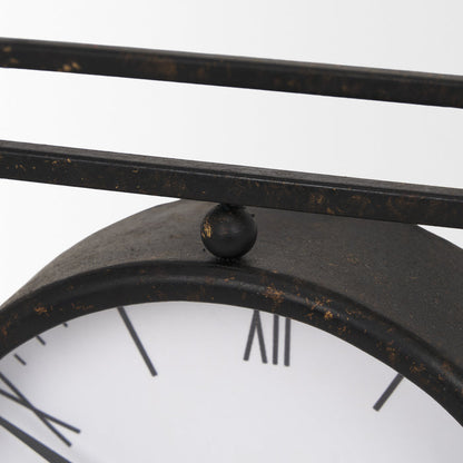 Raisa Black w/ Gold Antiquing Metal Table Clock