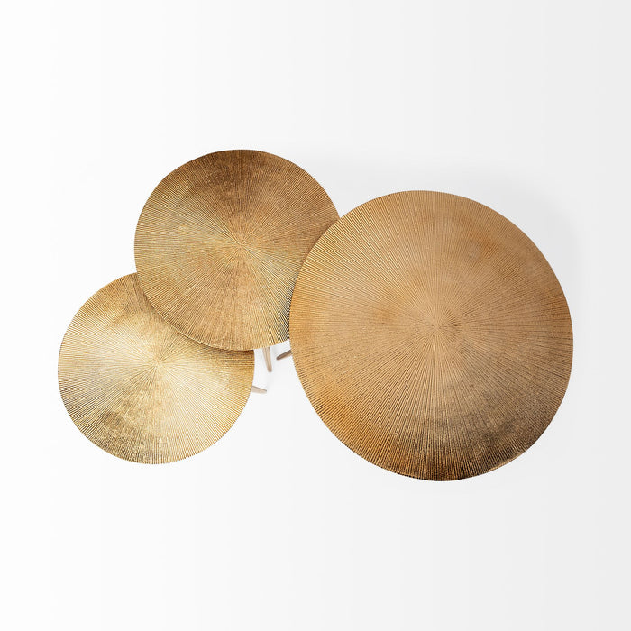 Reva III (Small) 16L x 16W Gold Round Top Cast Aluminum Accent Table