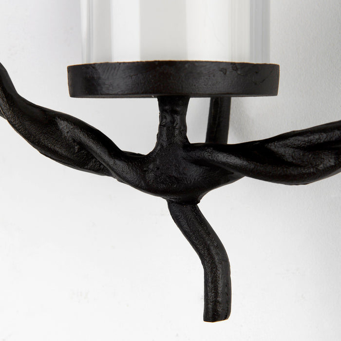 Rizwan 12.0L x 14.0W x 4.5H Black Aluminum Braided Circular Candle Holder