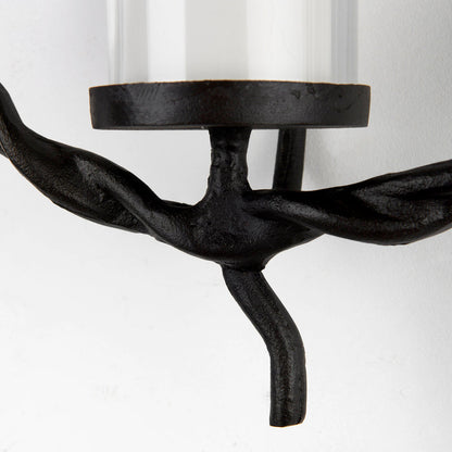 Rizwan 12.0L x 14.0W x 4.5H Black Aluminum Braided Circular Candle Holder