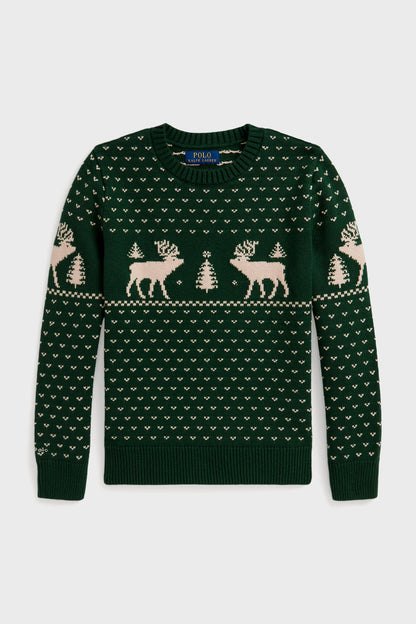 Boys Long-Sleeve Reindeer Sweater Coverall