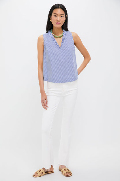 Blue Striped Veronica Top