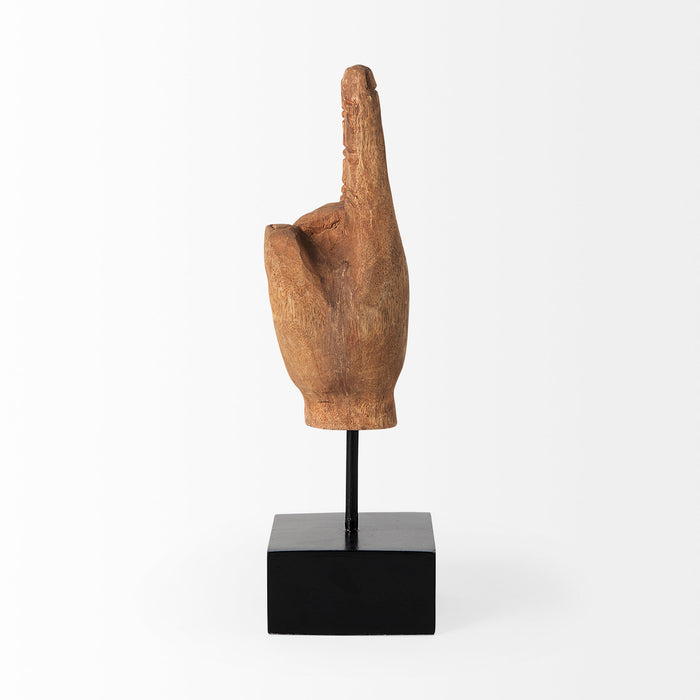 Saxum 4L x 4W Natural Wooden Carved Hang Loose Hand