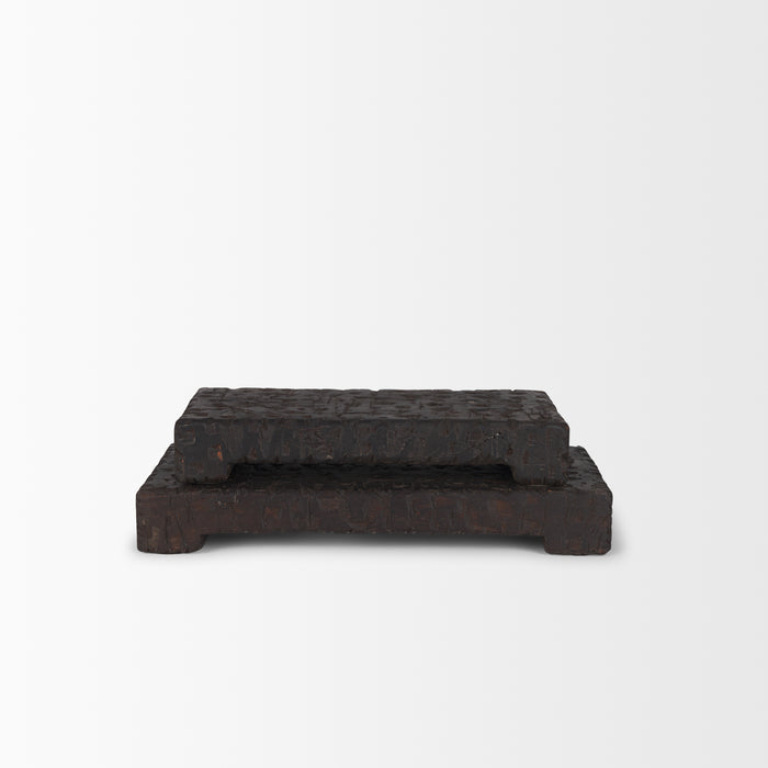 Shira Reclaimed Dark Brown Wooden Riser (Set of 2)