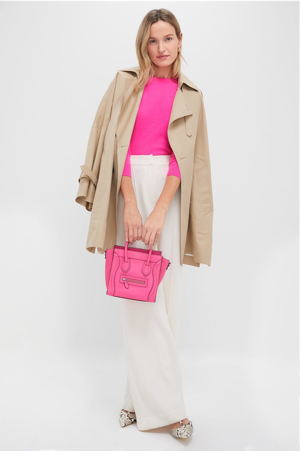 CELINE Pink Leather Mini Luggage Shoulder Bag