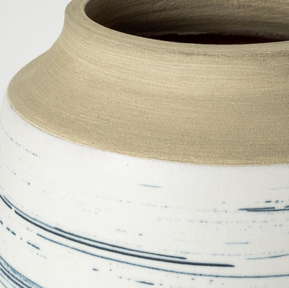 Sonnett Short White/Blue Ceramic Vase
