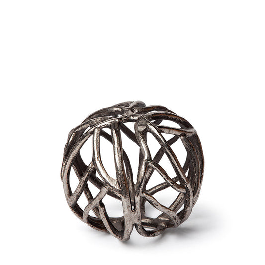 Sphaira I Small 5L x 5W Silver Cast Aluminum Decorative Tree Branch Orb