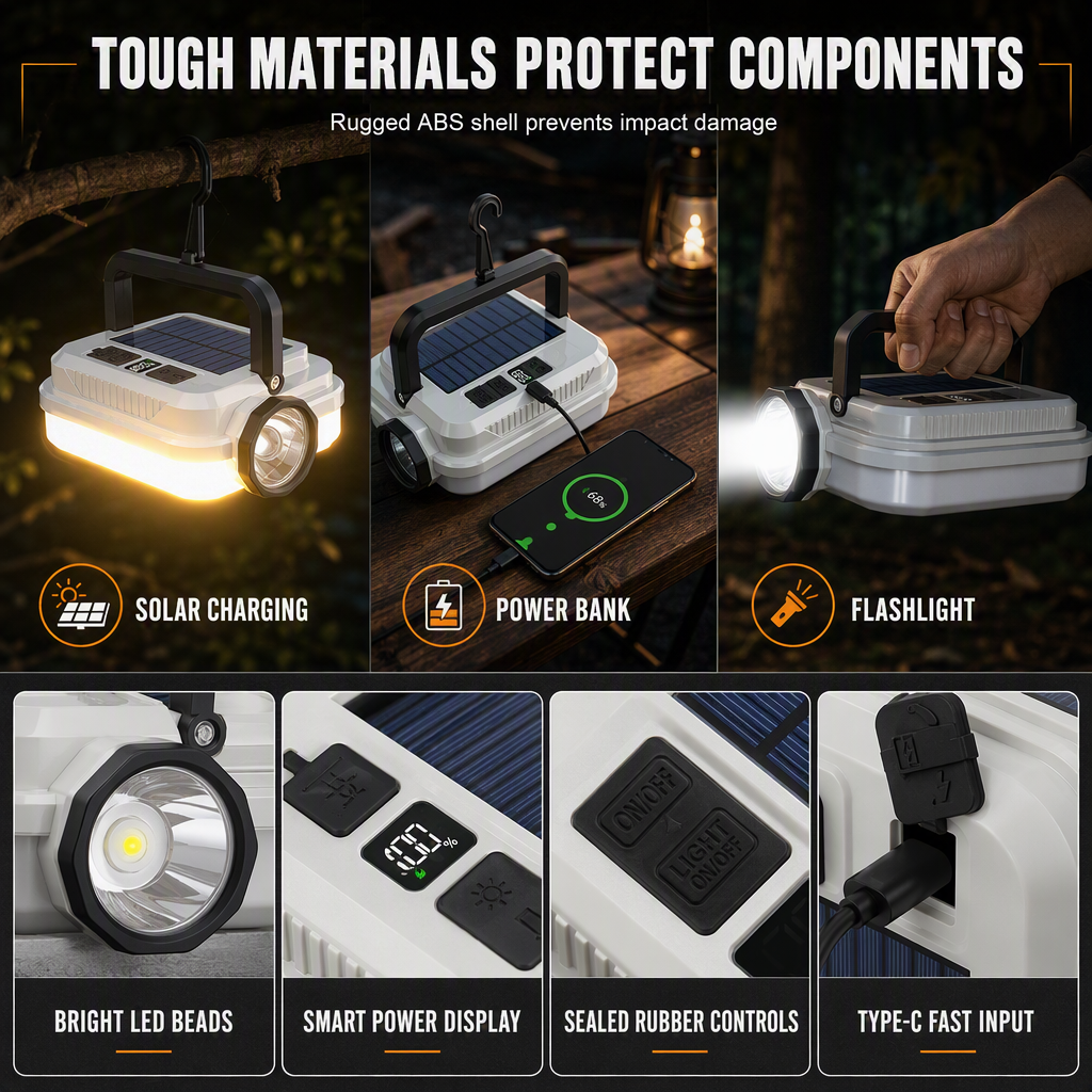 🎁 2026 New Arrival 50% OFF 💥 Dual-Light Solar Camping Lantern with Power Bank