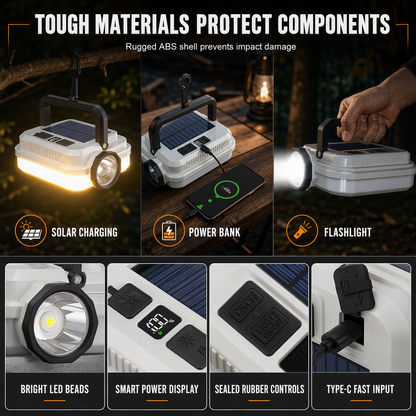 🎁 2026 New Arrival 50% OFF 💥 Dual-Light Solar Camping Lantern with Power Bank