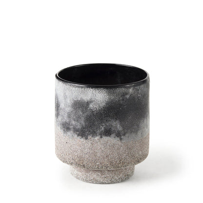 Squally 6.0L x 6.0W x 6.4H Black/Brown Glass Ombre Textured Small Vase