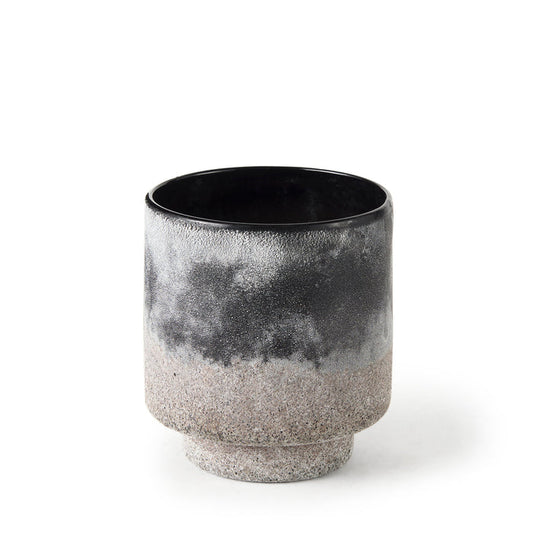 Squally 6.0L x 6.0W x 6.4H Black/Brown Glass Ombre Textured Small Vase