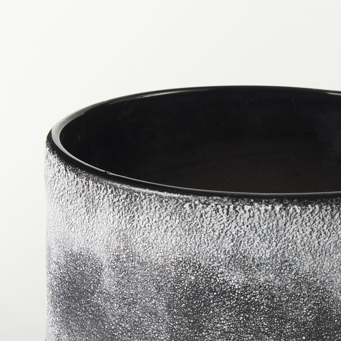 Squally 6.0L x 6.0W x 6.4H Black/Brown Glass Ombre Textured Small Vase
