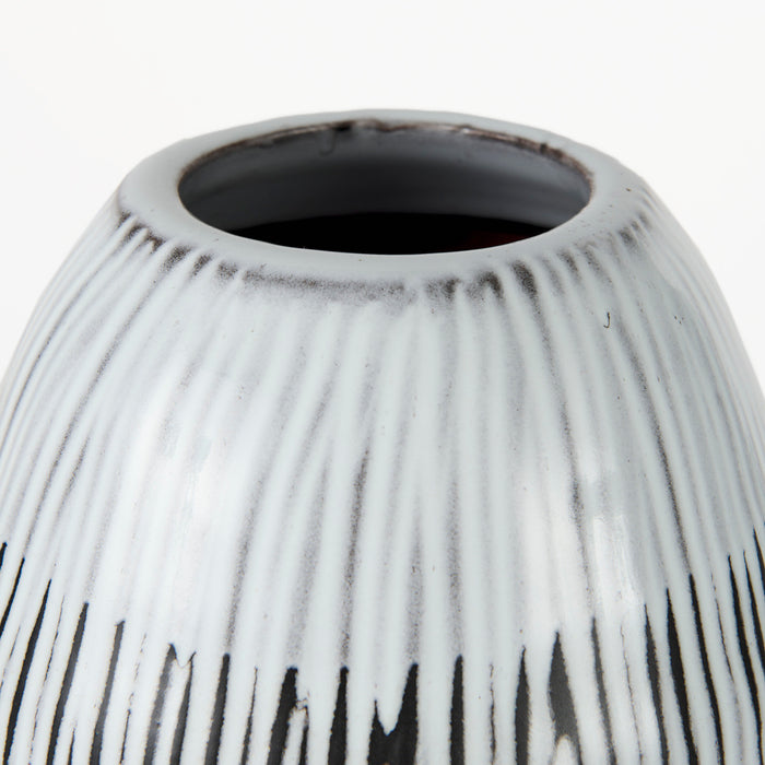 Tanami II Short Dark Brown/White Glazed Ceramic Vase