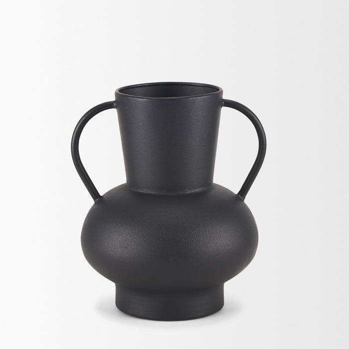 Tasya Small Matte Black Metal Vase
