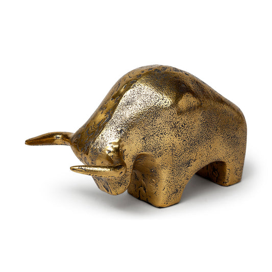 Tauro I 9L x 4W Gold Cast Aluminum Raging Bull