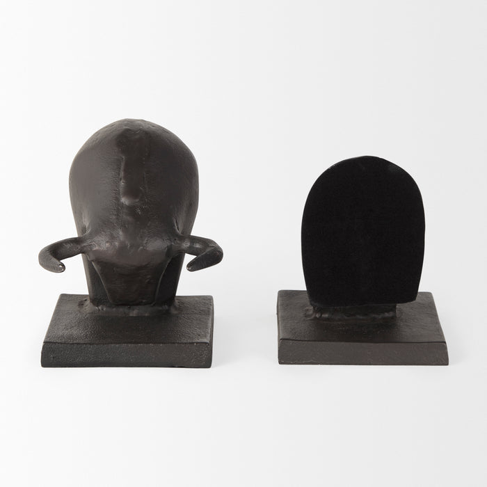 Tauro III (Set of 2) 10L x 5W Black Cast Aluminum Raging Bull Bookends