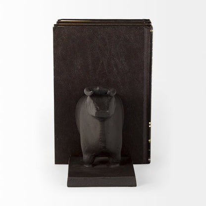 Taurus III (Set of 2) 9L x 4W Black Cast Aluminum Bull Bookends