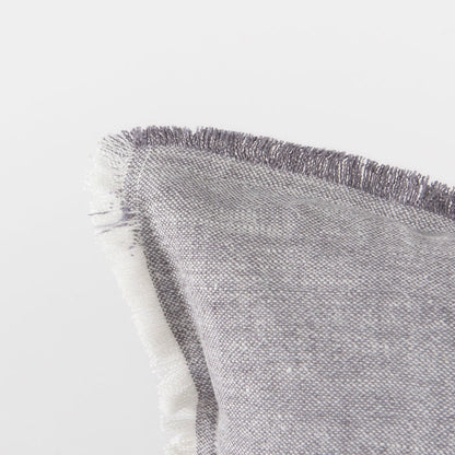 Thais 13L x 21W Gray Fabric Fringed Decorative Pillow Cover