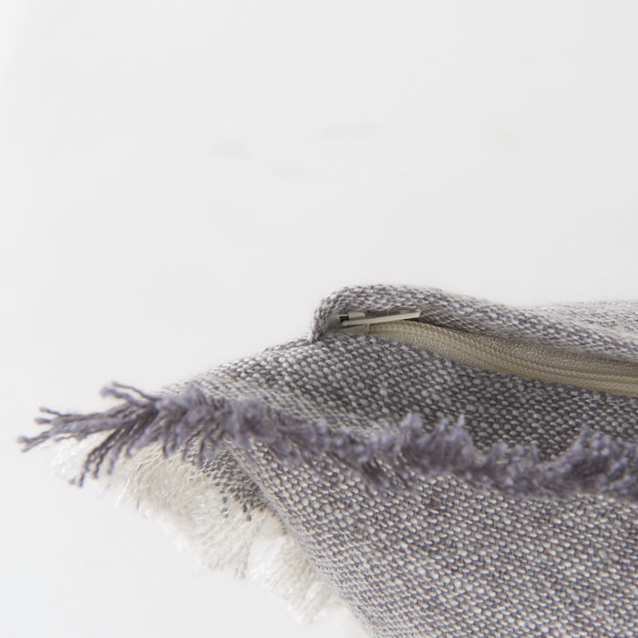 Thais 13L x 21W Gray Fabric Fringed Decorative Pillow Cover