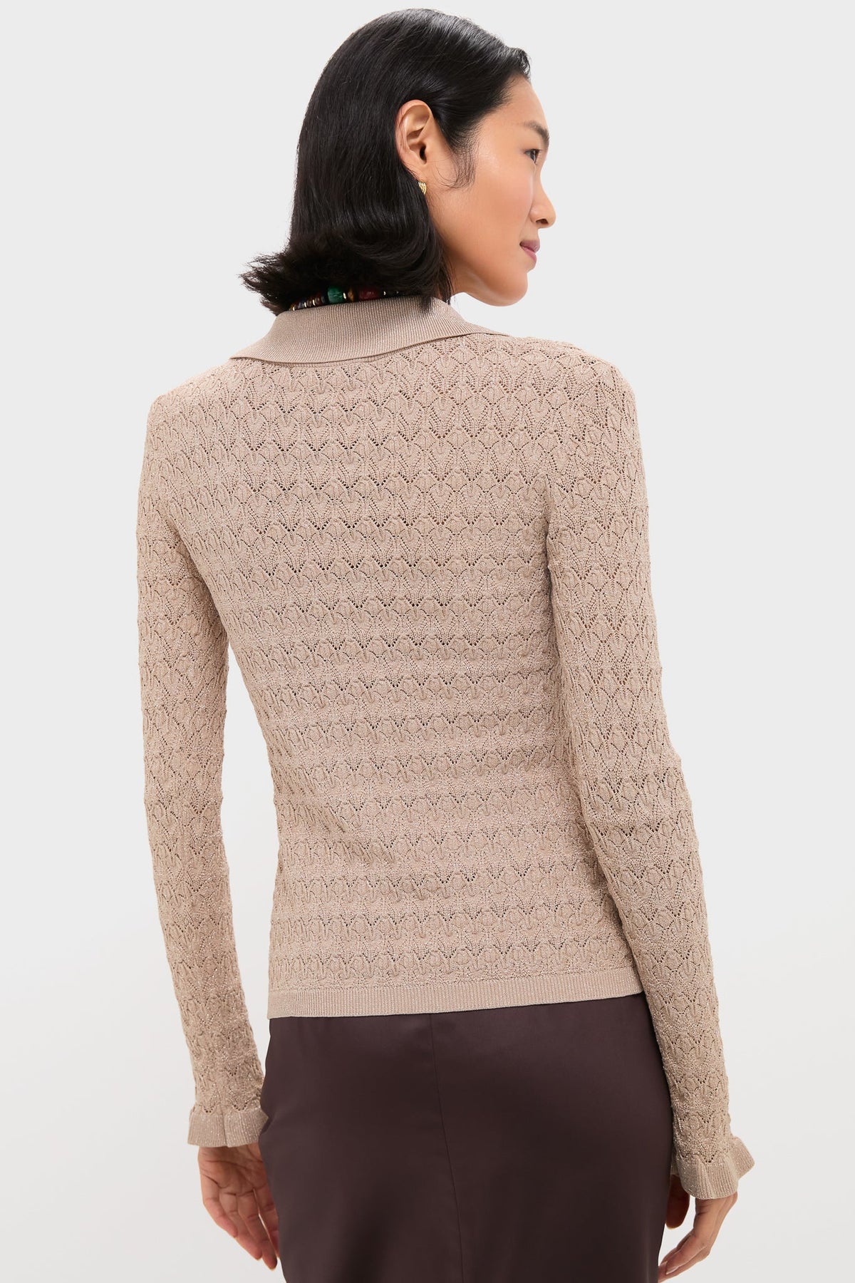 Champagne Ruby Knit Long Sleeve Polo