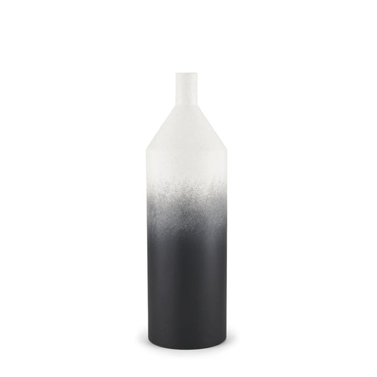 Townley Small White w/ Black Ombre Metal Vase
