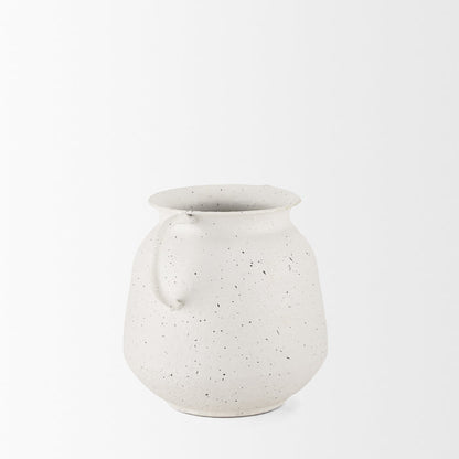Treva Small White w/ Black Speckles Metal Vase