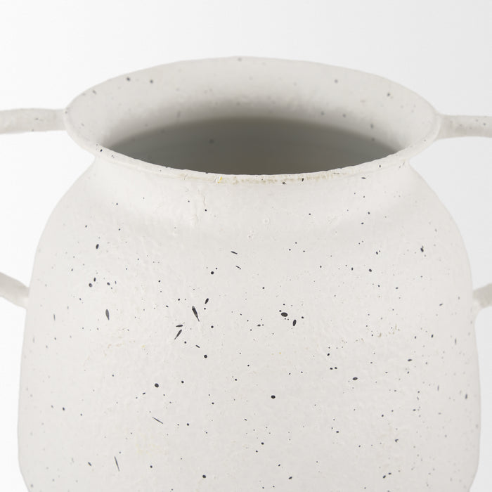 Treva Small White w/ Black Speckles Metal Vase