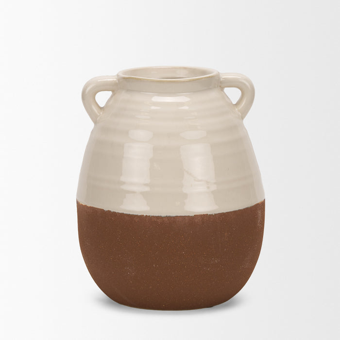 Tryna Small Beige w/ Matte Brown Ceramic Vase