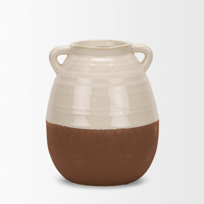 Tryna Small Beige w/ Matte Brown Ceramic Vase