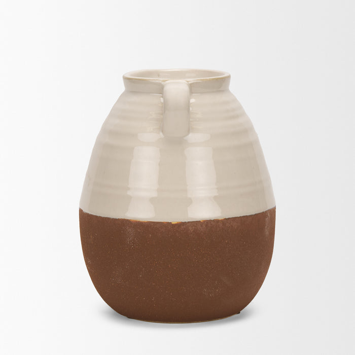 Tryna Small Beige w/ Matte Brown Ceramic Vase