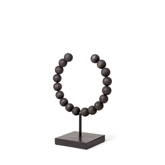 Tulane I (Small) 9L x 5W Black Beaded Broken Sphere Decorative Object
