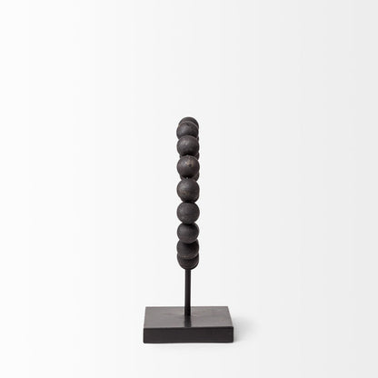 Tulane I (Small) 9L x 5W Black Beaded Broken Sphere Decorative Object