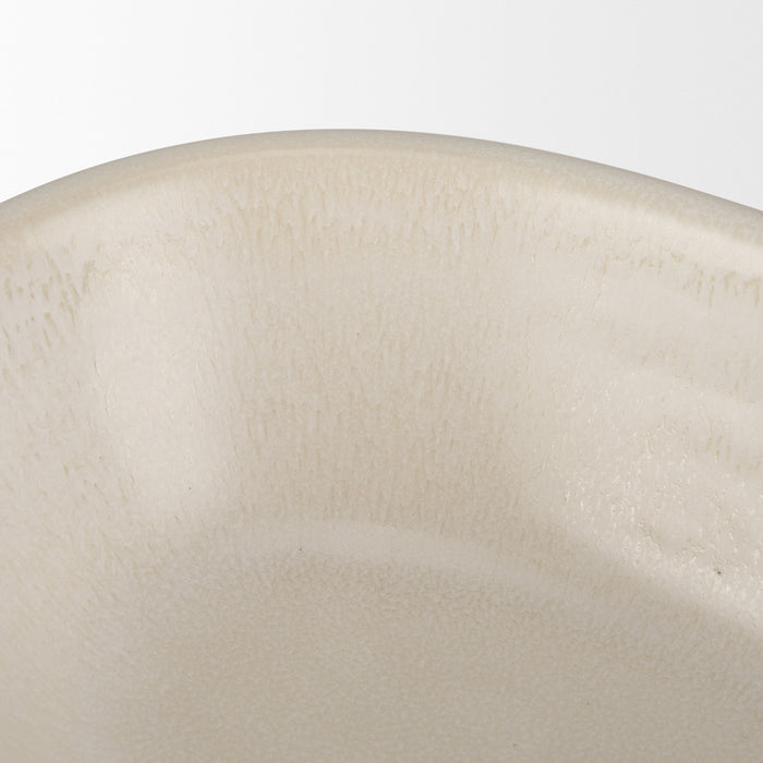Tyren Cream Glazed Decorative Oblong Ceramic Bowl