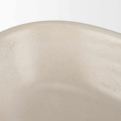 Tyren Cream Glazed Decorative Oblong Ceramic Bowl