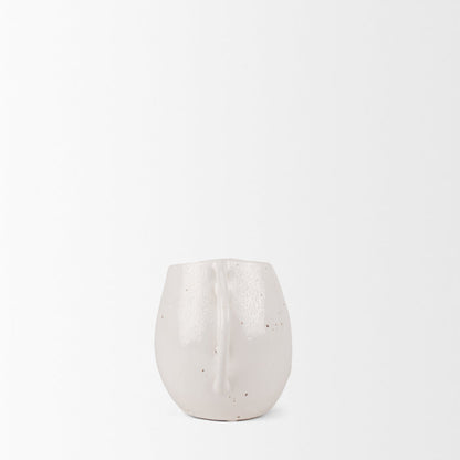 Urvi Short Off White Speckled Asymmetrical Ceramic Vase