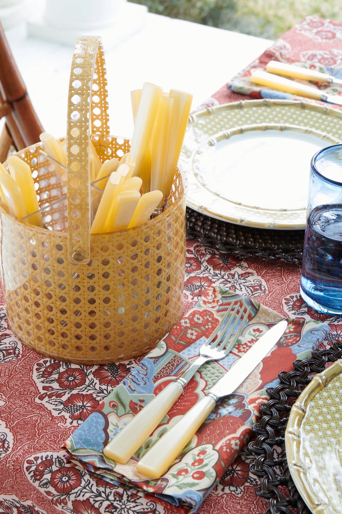 Cane Acrylic Utensil Caddy