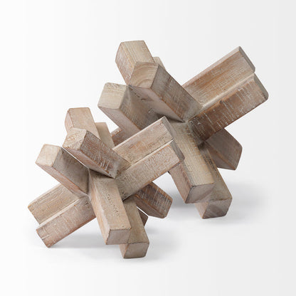 Vega II (Large) 7L x 7W Natural Wood Jack Object