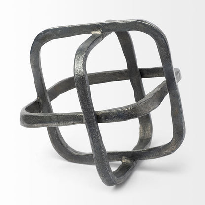 Willem II 9L x 9W Silver Metal Open Cube Decor Object
