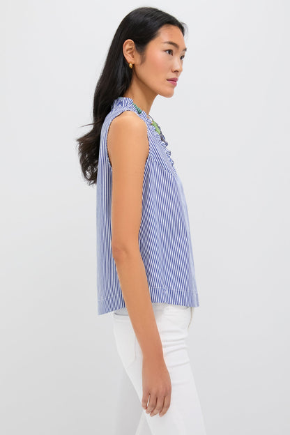 Blue Striped Veronica Top