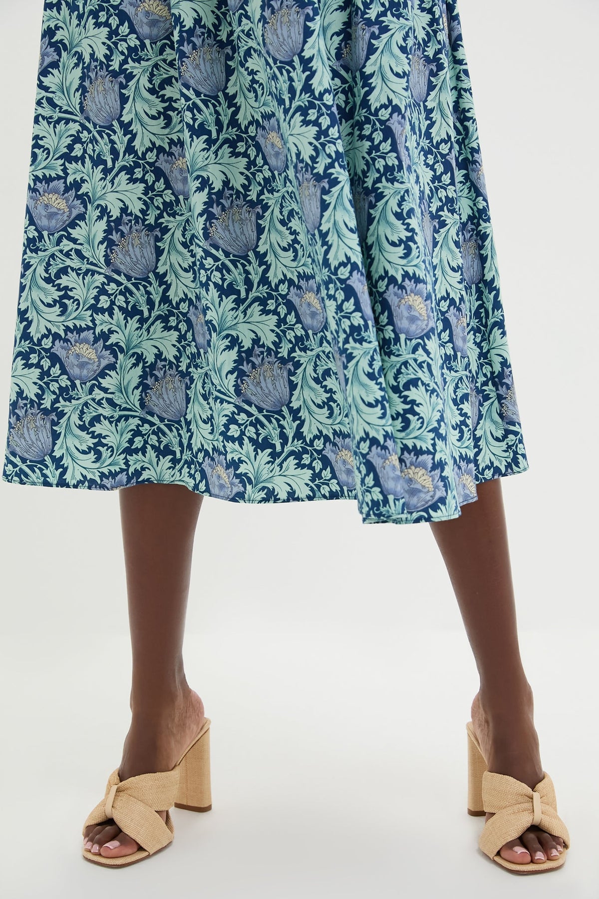Blue Leafy Floral Maeve Midi Dress