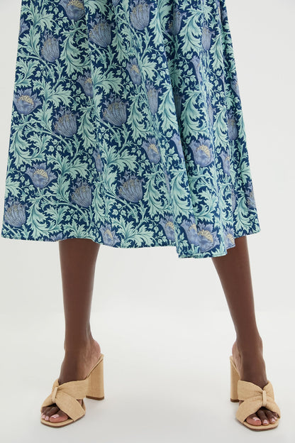 Blue Leafy Floral Maeve Midi Dress