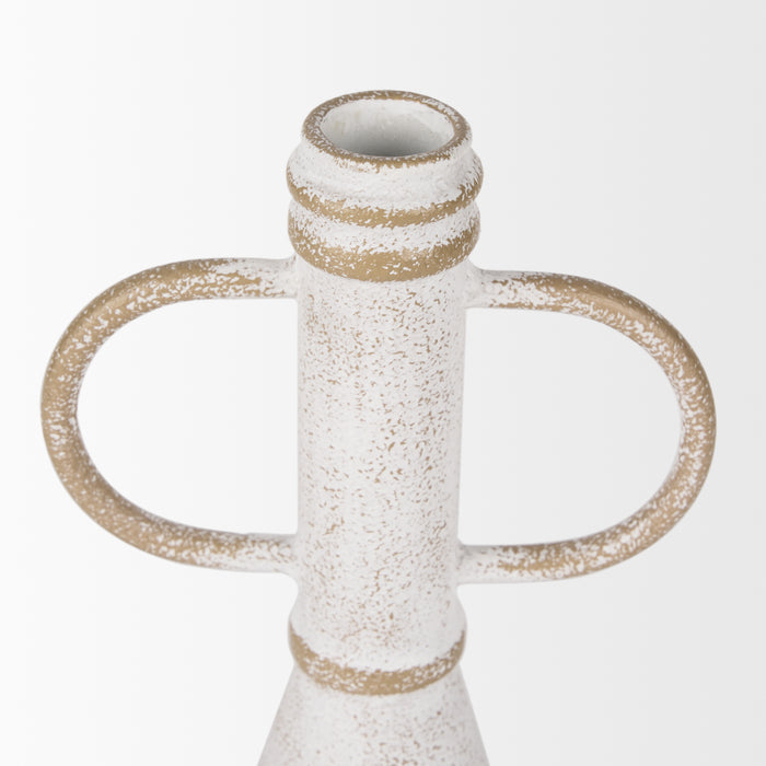 Ziva Small Distressed Wall White Metal Sculptural Object