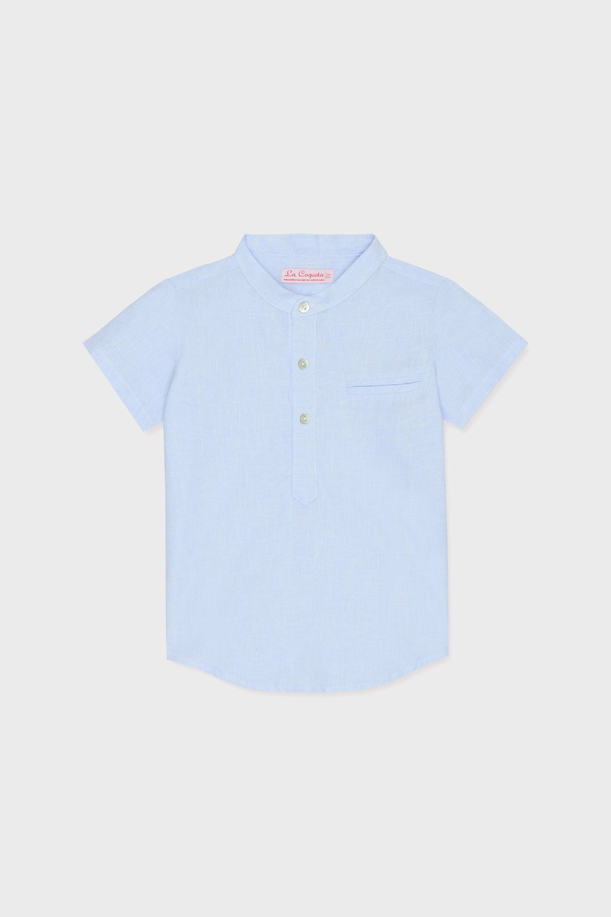 Blue Stripe Arcos Linen Mix Short Sleeve Shirt